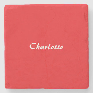 Dessous-de-verre En Pierre Rouge blanc Script élégant minimaliste Nom moderne