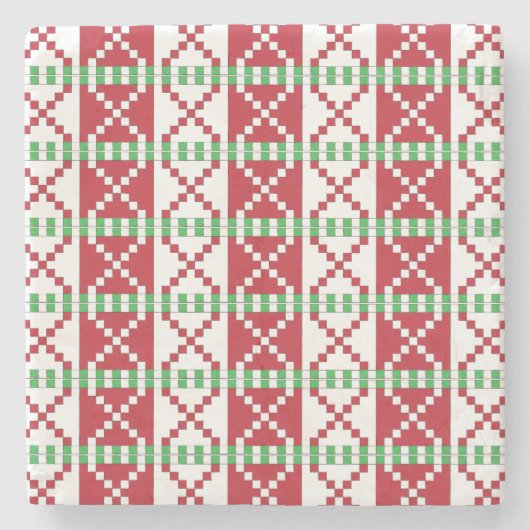 Dessous-de-verre En Pierre Rouge, blanc, vert letton Letton Ethnic Folk art (Devant)