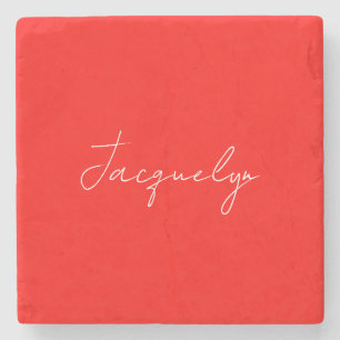 Dessous-de-verre En Pierre Rouge Couleur Plain Élégant Moderne Minimaliste No