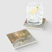 Dessous-de-verre En Pierre Rougeoyé avec des teintes de même des heures (Côté)