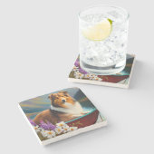 Dessous-de-verre En Pierre Rough Collie sur une pagaie : une aventure Pittore (Côté)