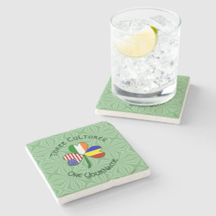 Dessous-de-verre En Pierre Roumanie Irlande États-Unis Trèfle Drapeau Personn
