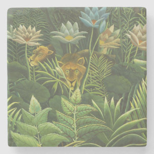 Dessous-de-verre En Pierre Rousseau Tropical Jungle Lion Peinture
