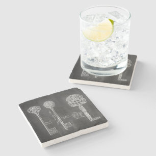 Dessous-de-verre En Pierre Rousty Chalkboard Victorian steampunk clés squelet