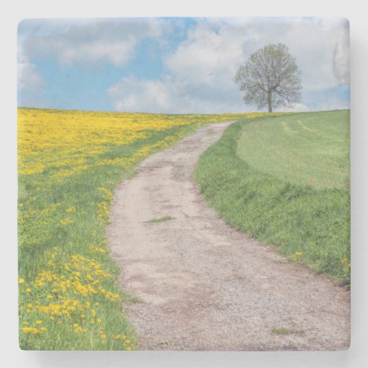 Dessous-de-verre En Pierre Route de terre et arbre (Devant)