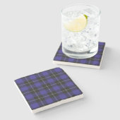 Dessous-de-verre En Pierre Royal Blue Black Plaid (Côté)