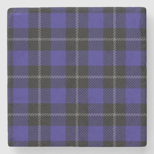 Dessous-de-verre En Pierre Royal Blue Black Plaid (Devant)