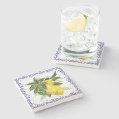 Dessous-de-verre En Pierre Royal Navy Toile Lemons (Côté)