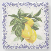 Dessous-de-verre En Pierre Royal Navy Toile Lemons (Devant)