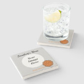 Dessous-de-verre En Pierre Ruban aux fleurs orange par Kenneth Yoncich (Côté)