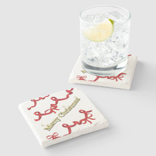 Dessous-de-verre En Pierre Ruban rouge et blanc de Noël Mikitiez candy cane x