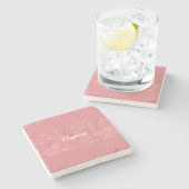 Dessous-de-verre En Pierre Ruddy Pink Batik Nom Monogrammé (Côté)