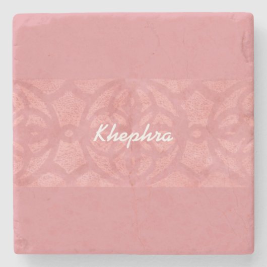 Dessous-de-verre En Pierre Ruddy Pink Batik Nom Monogrammé (Devant)