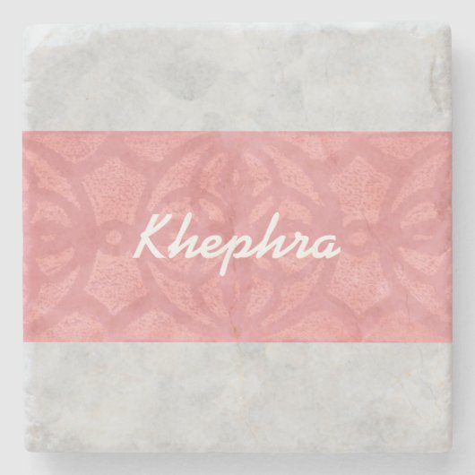 Dessous-de-verre En Pierre Ruddy rose Batik gris Aquarelle Nom (Devant)