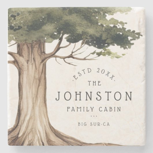 Dessous-de-verre En Pierre Russe Nom de famille Cabine Aquarelle Forêt (Devant)