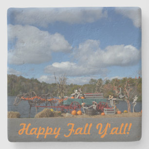 Dessous-de-verre En Pierre Rustic Happy Fall Y'all Citation Festival d'automn