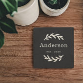 Dessous-de-verre En Pierre Rustic Laurel Branch Wreath Nom Monogramme