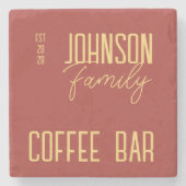 Dessous-de-verre En Pierre Rustique Nom de famille Café (Devant)