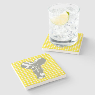 Dessous-de-verre En Pierre Safari Jaune Doré Dot avec Eléphant Pop Art
