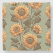 Dessous-de-verre En Pierre Sage et tournesols II (Devant)