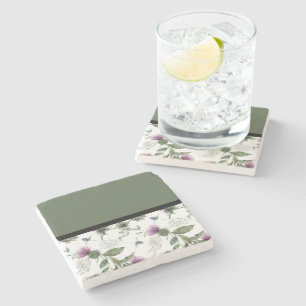 Dessous-de-verre En Pierre Sage Green Floral