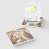 Dessous-de-verre En Pierre Saint-Chouette Saint-Valentin (Côté)