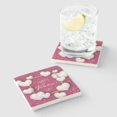 Dessous-de-verre En Pierre Saint Valentin Coeurs blancs Parties scintillant D (Côté)