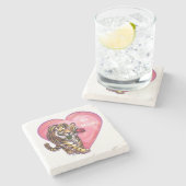 Dessous-de-verre En Pierre Saint Valentin de Tigre (Côté)