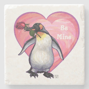 Dessous-de-verre En Pierre Saint-Valentin Penguin