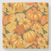 Dessous-de-verre En Pierre Saison d'automne Halloween Citrouille Motif (Devant)