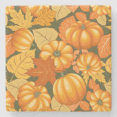 Dessous-de-verre En Pierre Saison d'automne Halloween Citrouille Motif (Devant)