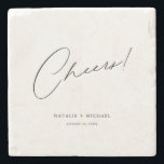 Dessous-de-verre En Pierre Salue Moderne Unique Personnalisé Mariage Personna<br><div class="desc">Vous cherchez une faveur unique et personnalisée pour votre mariage que vos invités aimeront? Ne cherchez pas plus loin que ces Cheers Moderne Unique Personnalisé Dessous de verre de mariage personnalisé! Avec un design simple mais élégant avec le mot "Cheers" dans une police de script de calligraphie moderne, ces dessous...</div>