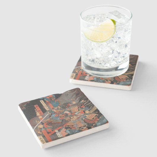 Dessous-de-verre En Pierre Samurai Hero Minamoto no Yorimitsu (Côté)