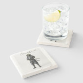 Dessous-de-verre En Pierre Samurai stone coaster (Côté)