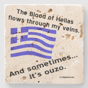 Dessous-de-verre En Pierre Sang de Hellas dans les veines parfois Ouzo