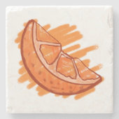 Dessous-de-verre En Pierre Sang Motif de fruits orange (Devant)