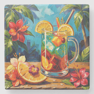 Dessous-de-verre En Pierre Sangria aux Fruits Tropicaux de Citron