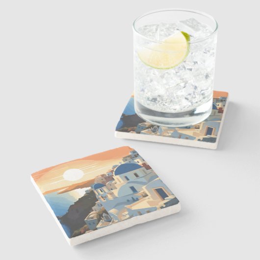 DESSOUS-DE-VERRE EN PIERRE SANTORINI GRÈCE N° 1 (Côté)