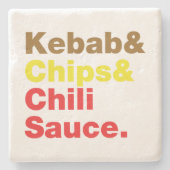 Dessous-de-verre En Pierre Sauce Kebab & Chips & Chili. (Devant)