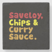 Dessous-de-verre En Pierre Saveloy, chips & Curry Sauce. (Devant)