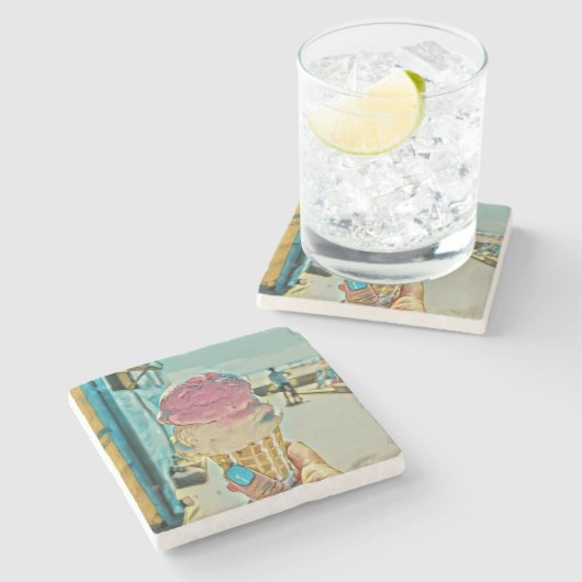 Dessous-de-verre En Pierre Saveur de crème glacée (Côté)