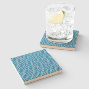 Dessous-de-verre En Pierre Sayagata motif, japonais, bleu et bleu bébé