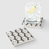 Dessous-de-verre En Pierre Scary Scull Black & White Pattern (Côté)