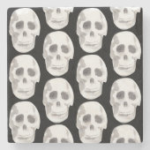 Dessous-de-verre En Pierre Scary Scull Black & White Pattern (Devant)