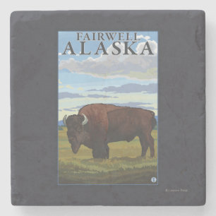 Dessous-de-verre En Pierre Scène de bison - Fairwell, Alaska