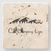 Dessous-de-verre En Pierre Scène de camping  (Devant)