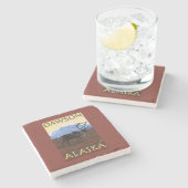 Dessous-de-verre En Pierre Scène de caribou - Dawson, Alaska (Côté)