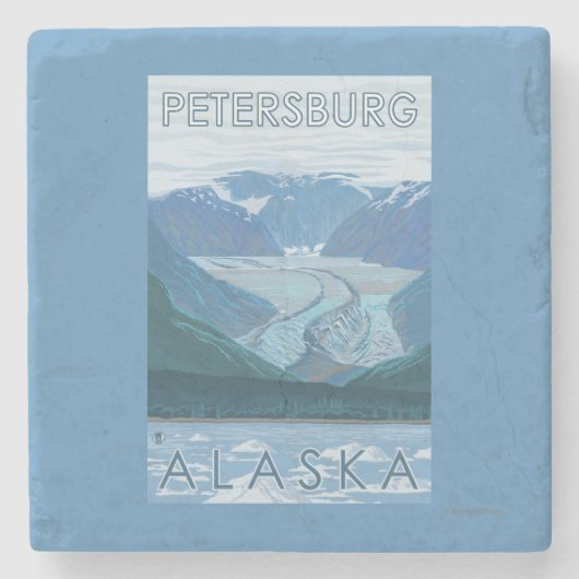 Dessous-de-verre En Pierre Scène de glacier - Pétersbourg, Alaska (Devant)