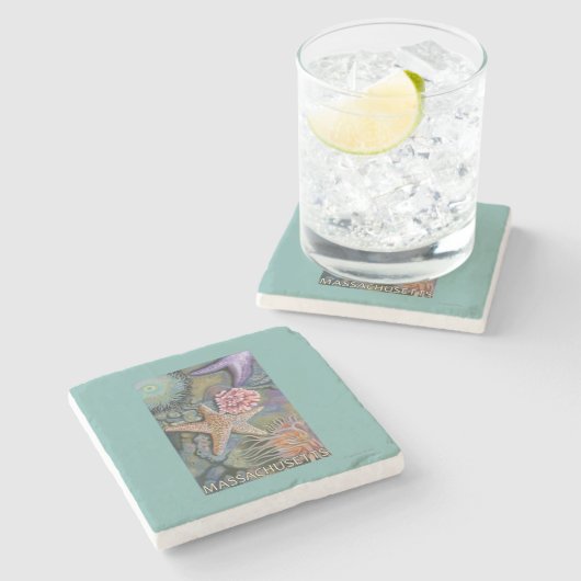 Dessous-de-verre En Pierre Scène de MassachusettsTidepool (Côté)