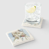 Dessous-de-verre En Pierre Scène de Noël (Côté)